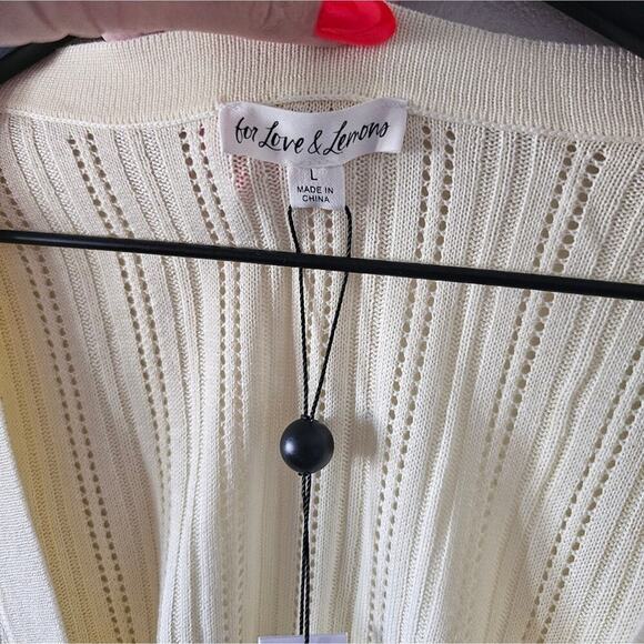 For Love & Lemons Rhea Pointelle Cardigan in Buttercup NWT - Picture 4 of 9
